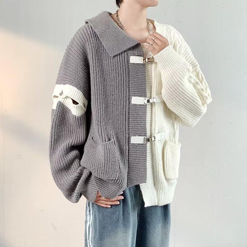 VantaGoods Herenvest met onregelmatige contrasterende stiksels - Trendy, losse pasvorm, metalen accenten voor herfst/winter. M grijze kleur