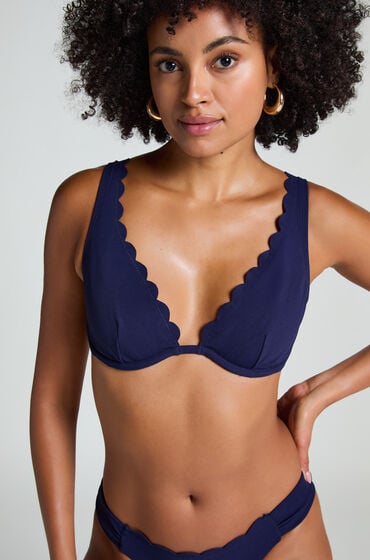 Hunkemöller Niet-voorgevormde beugel bikinitop Scallop Blauw