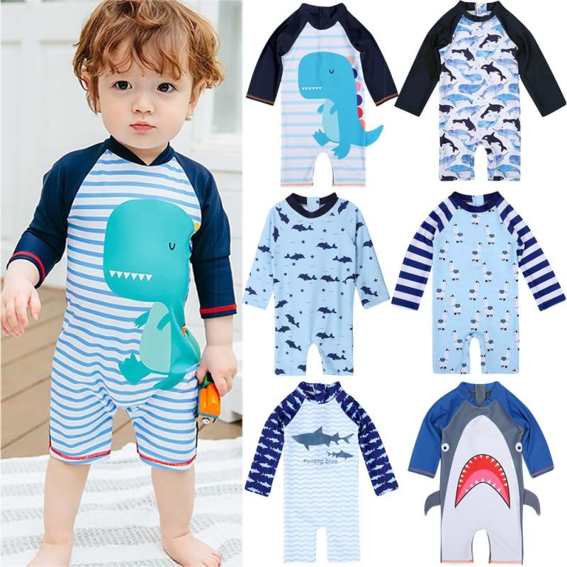 Selfyi Peuter Jongens Meisjes Cartoon Dinosuar Zonnepak UPF 50+ Zonbescherming Badpak Lange Mouw Eendelig Rashguard Kinderen Snel Drogende Zwemkleding 1-7T XXL/10