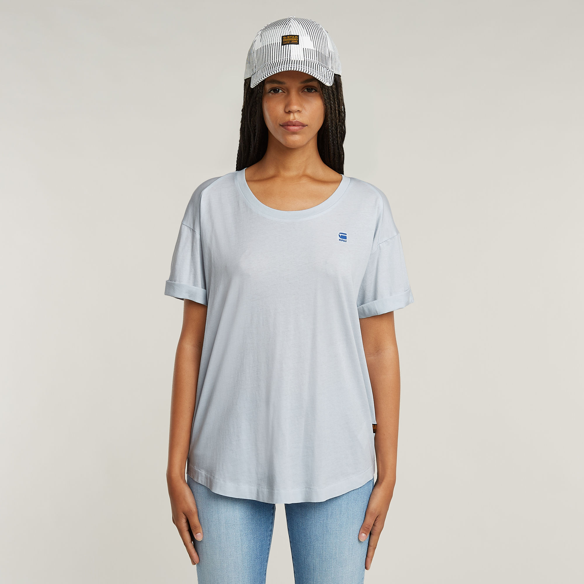 G-Star RAW Rolled Up Sleeve Boyfriend Top - Lichtblauw - Dames