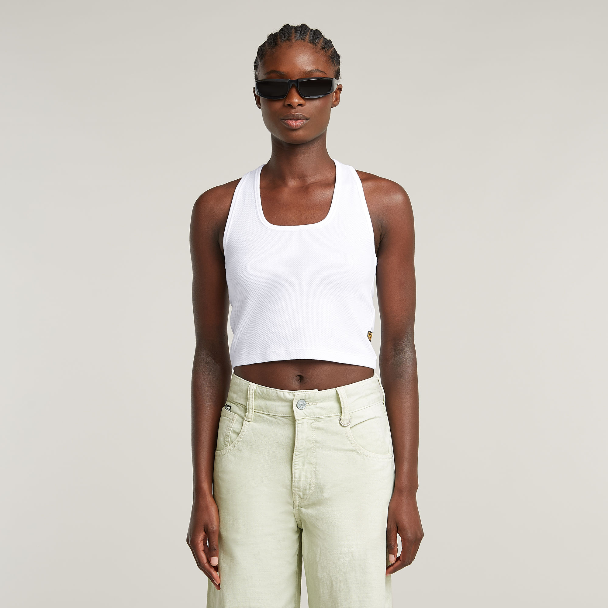 G-Star RAW Back Snap Slim Cropped Top - Wit - Dames