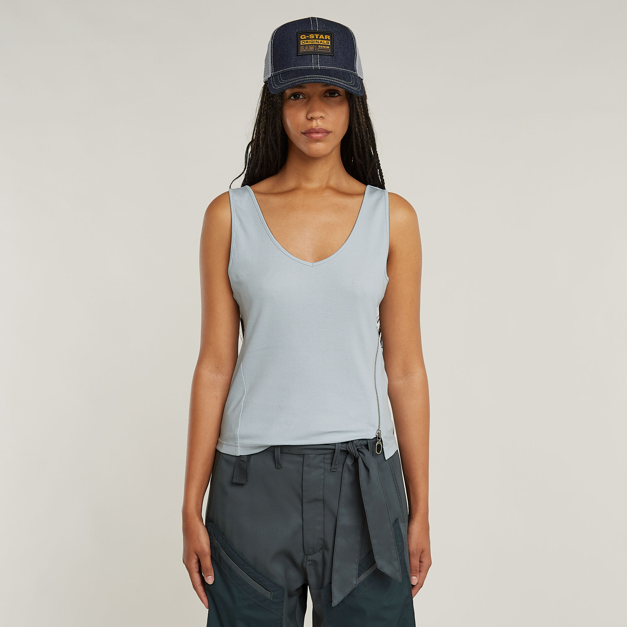 G-Star RAW Asymmetrical Zip Slim Tanktop - Lichtblauw - Dames