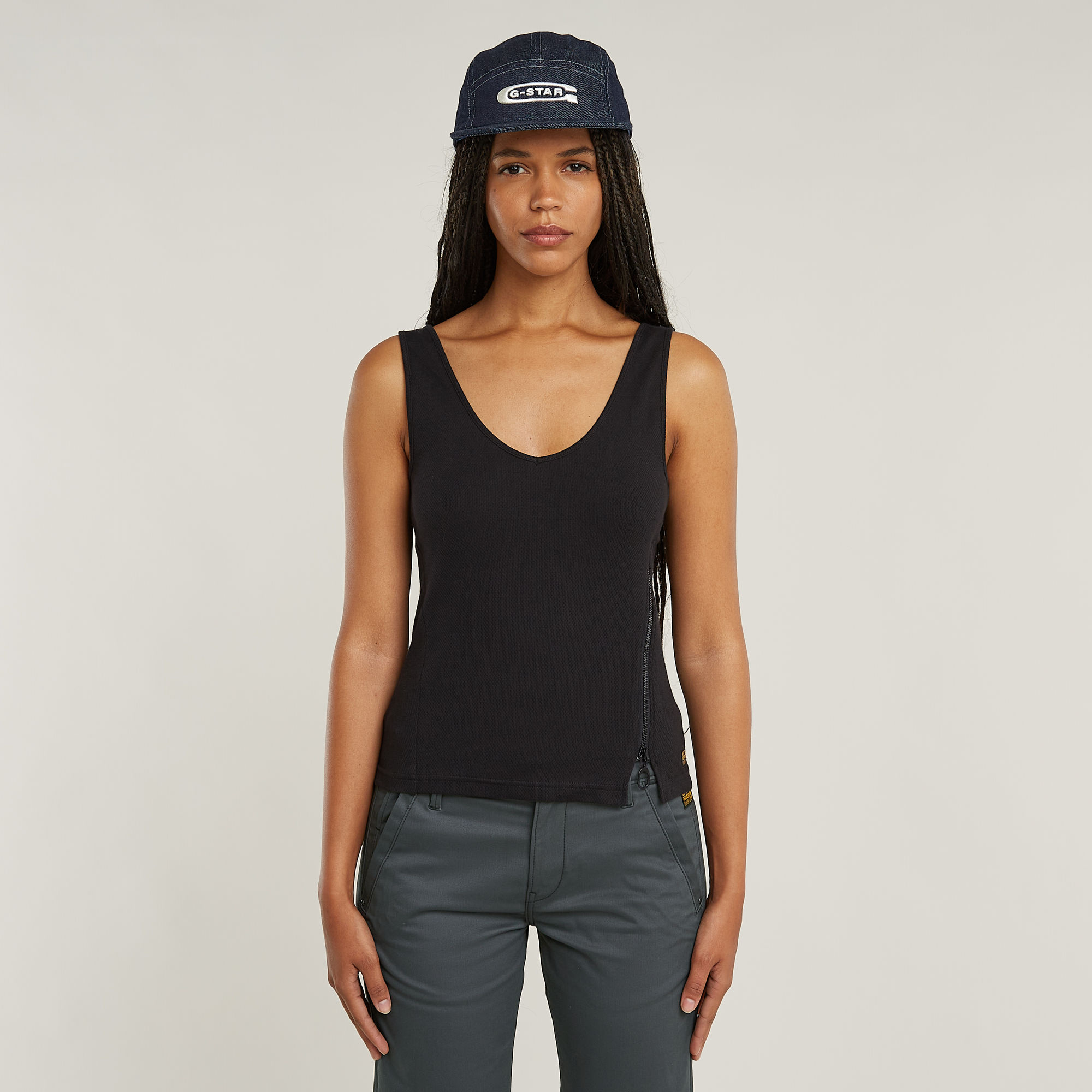 G-Star RAW Asymmetrical Zip Slim Tanktop - Zwart - Dames
