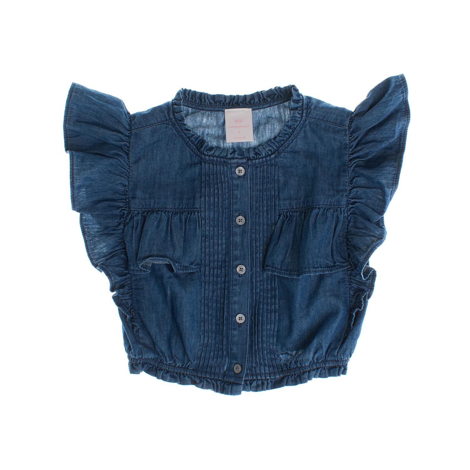 BlackPrice Denim shirt met korte mouwen en ruches 786958 voor meisjes 10/11 AÑOS blauw