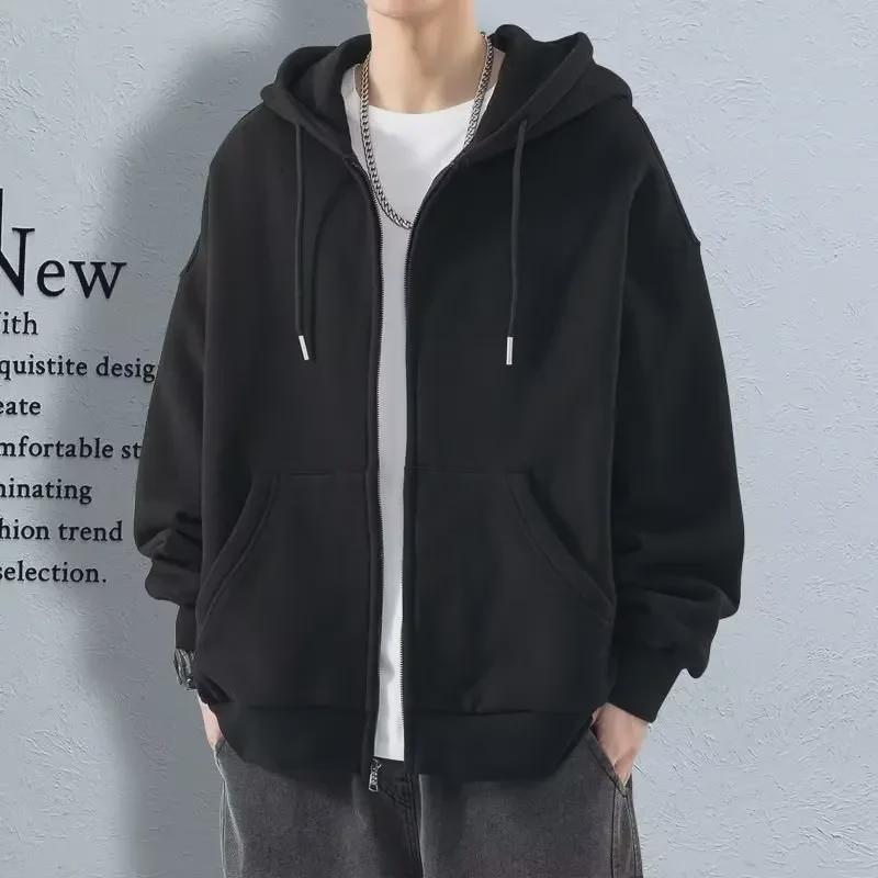 VantaGoods Effen herenvest met rits: 2024 Herfst Casual Capuchonjack 3XL