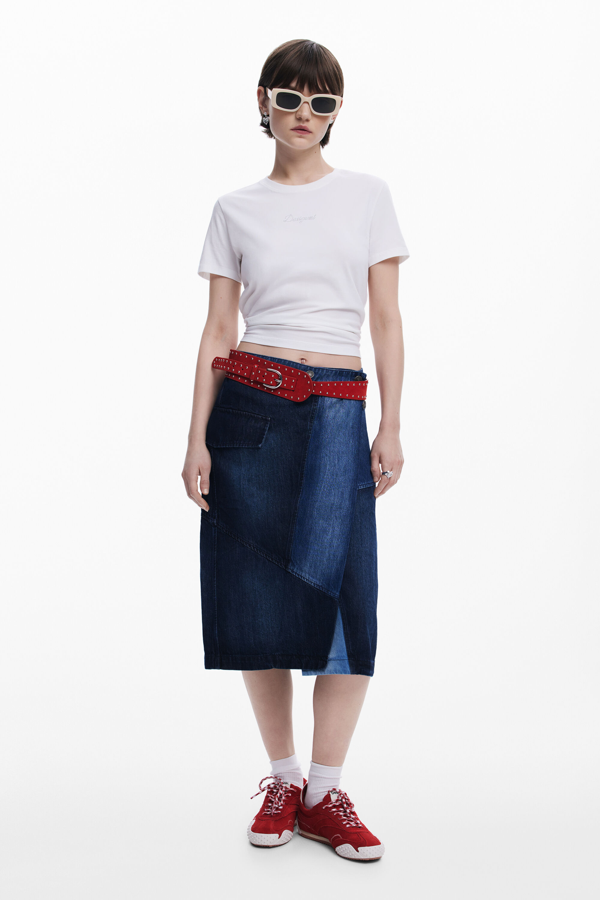 desigual Gekruiste midi spijkerrok - BLUE