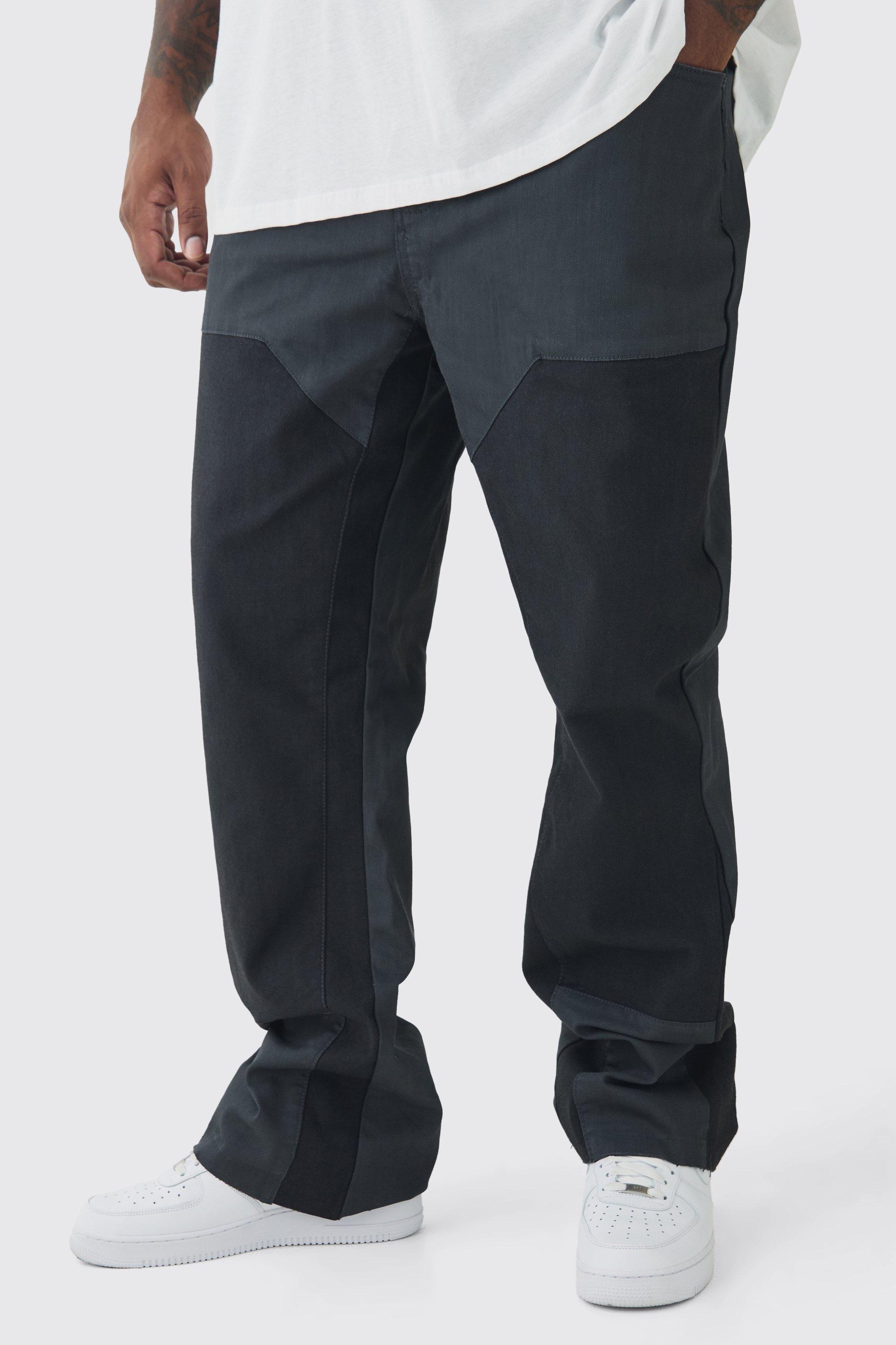 Boohoo Plus Onbewerkte Flared Overdye Slim Fit Utility Jeans, Black