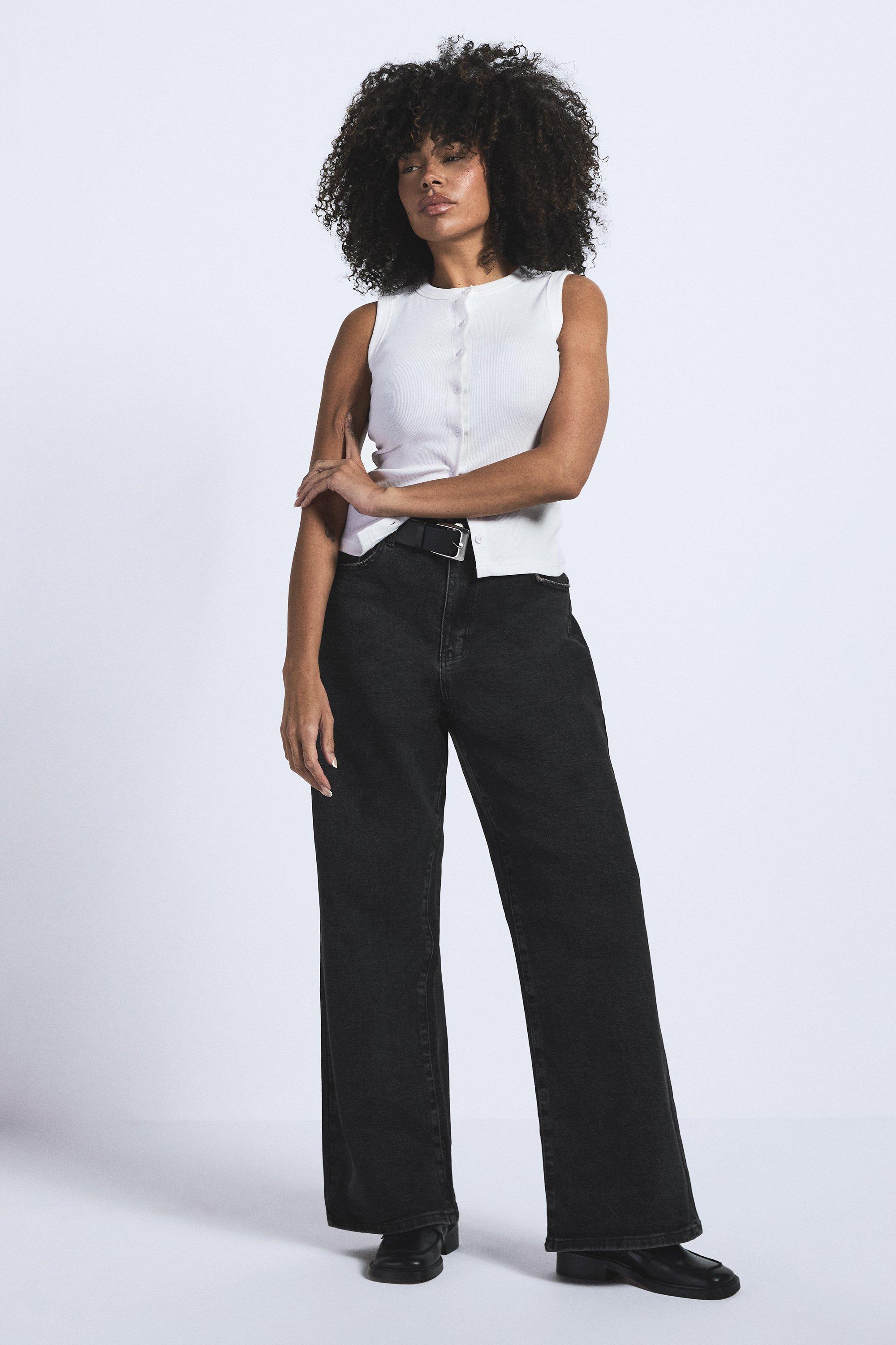 Boohoo Plus Baggy Jeans Met Rechte Pijpen, Washed Black