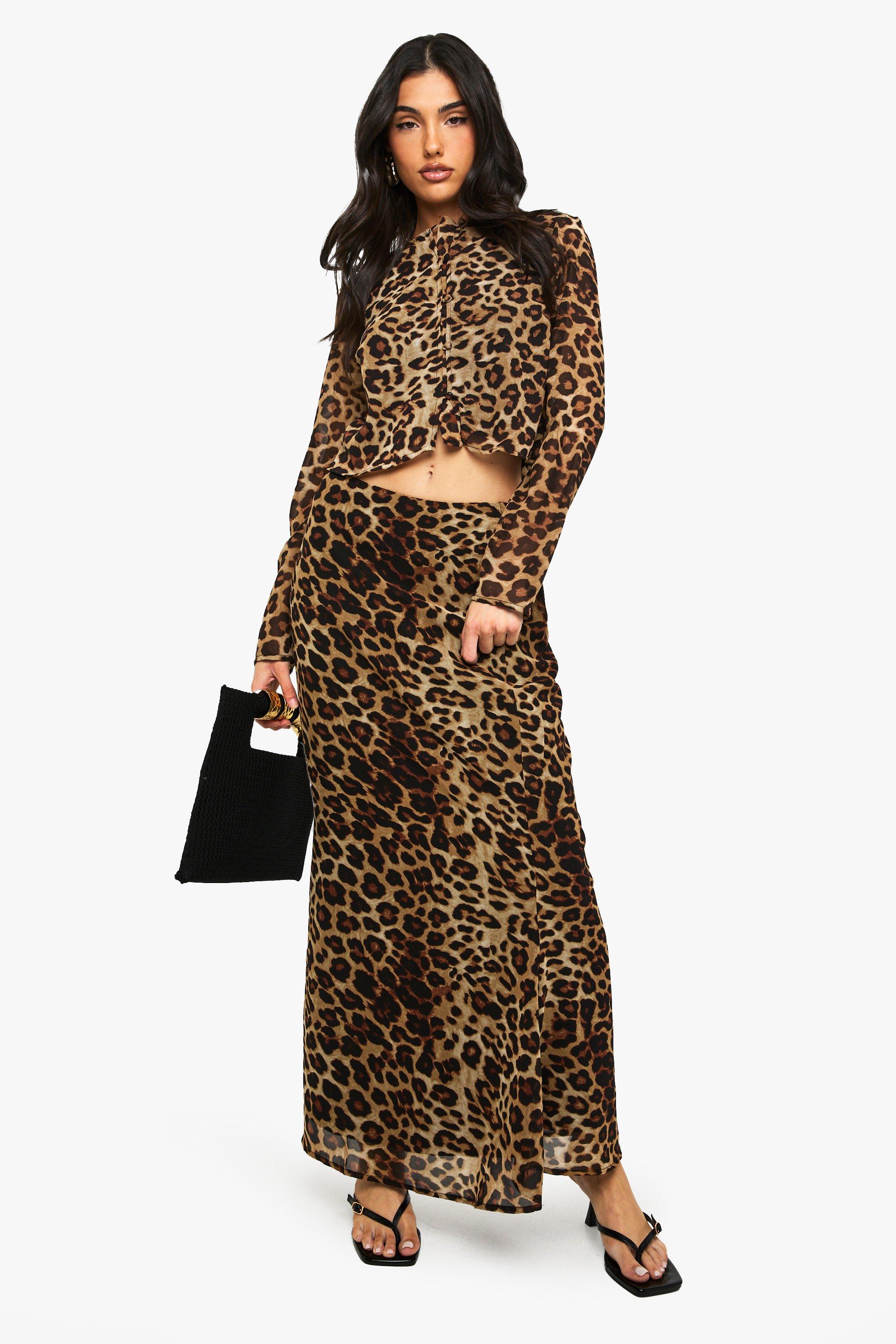 Boohoo Geweven Luipaardprint Maxi Rok, Leopard