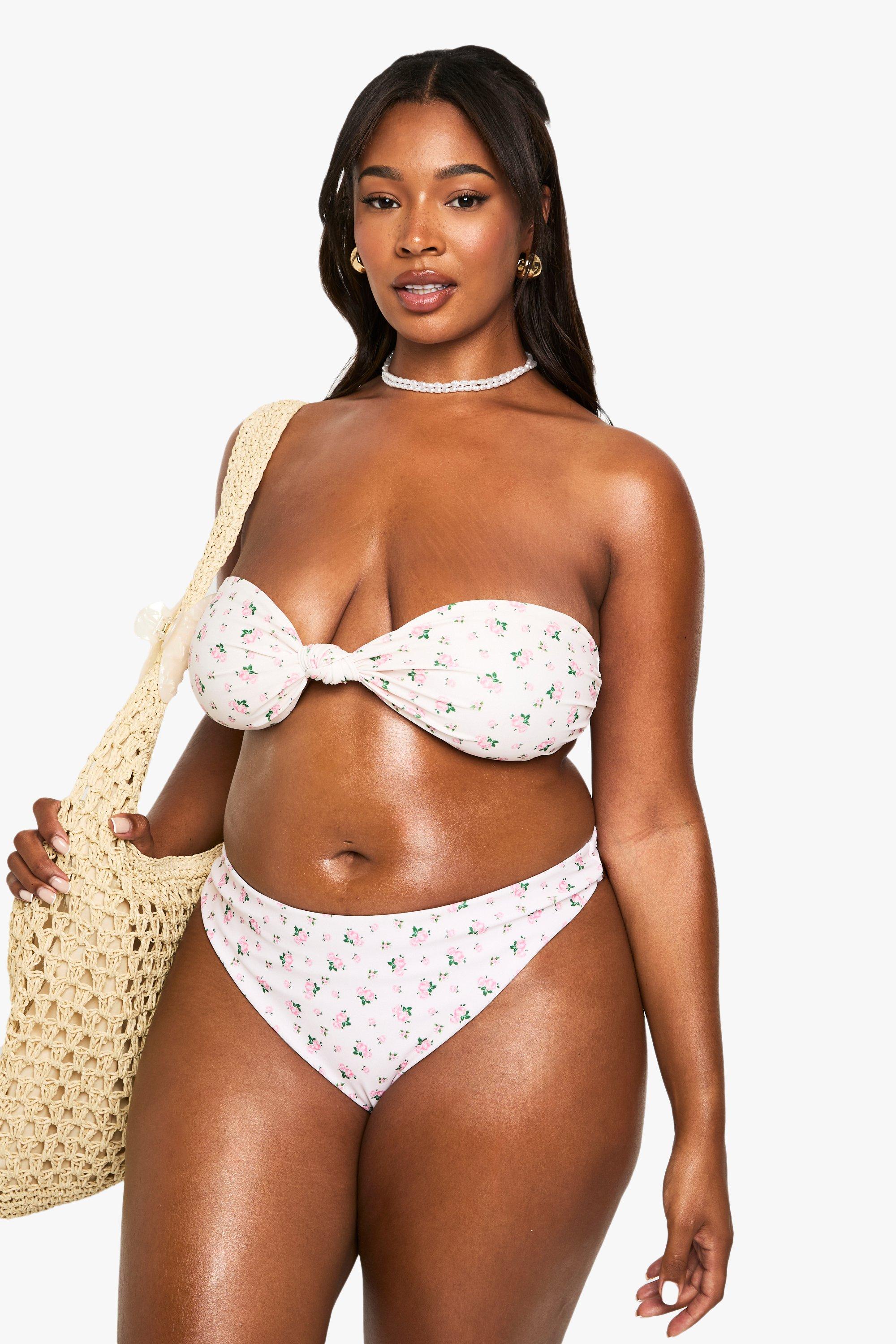 Boohoo Plus Badmode Essentials Bikini Broekje Met Hoge Taille, Pink