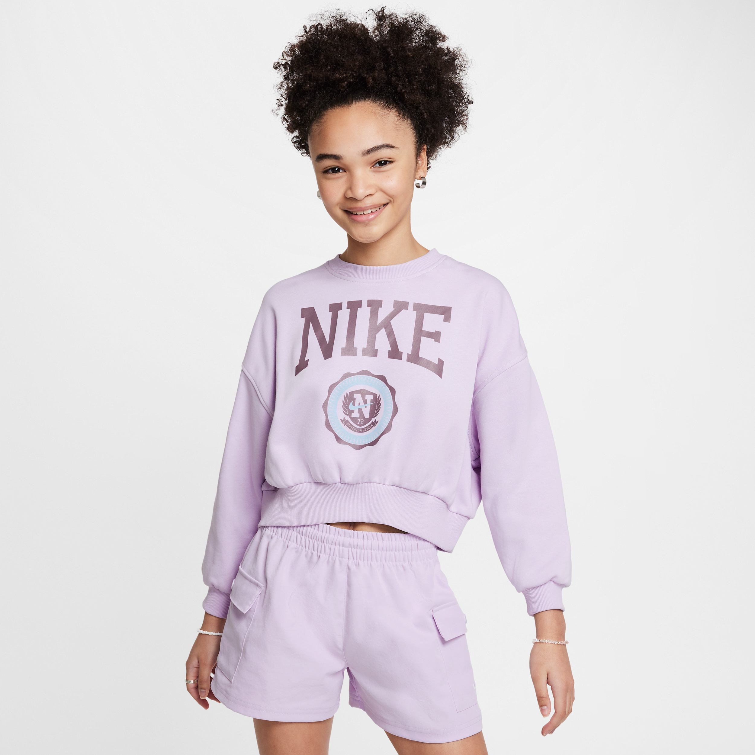 Nike Sportswear Club sweatshirt van sweatstof met ronde hals voor meisjes - Paars