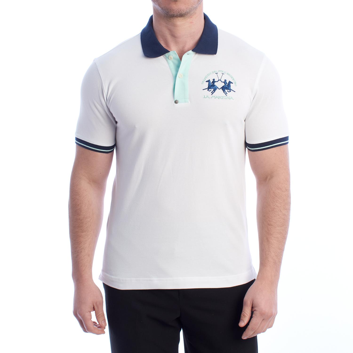 LA MARTINA Heren Regular Fit Polo met korte mouwen YMP005-PK001 3XL wit