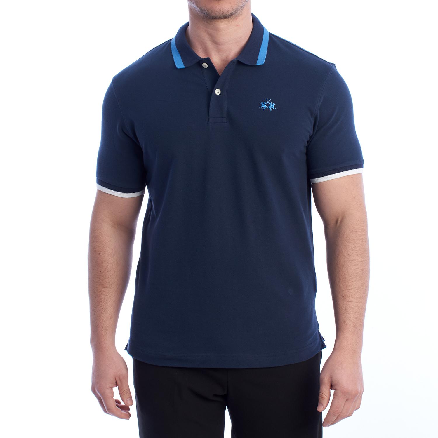 LA MARTINA Heren Slim Fit Polo met korte mouwen YMP006-PK001 L blauw