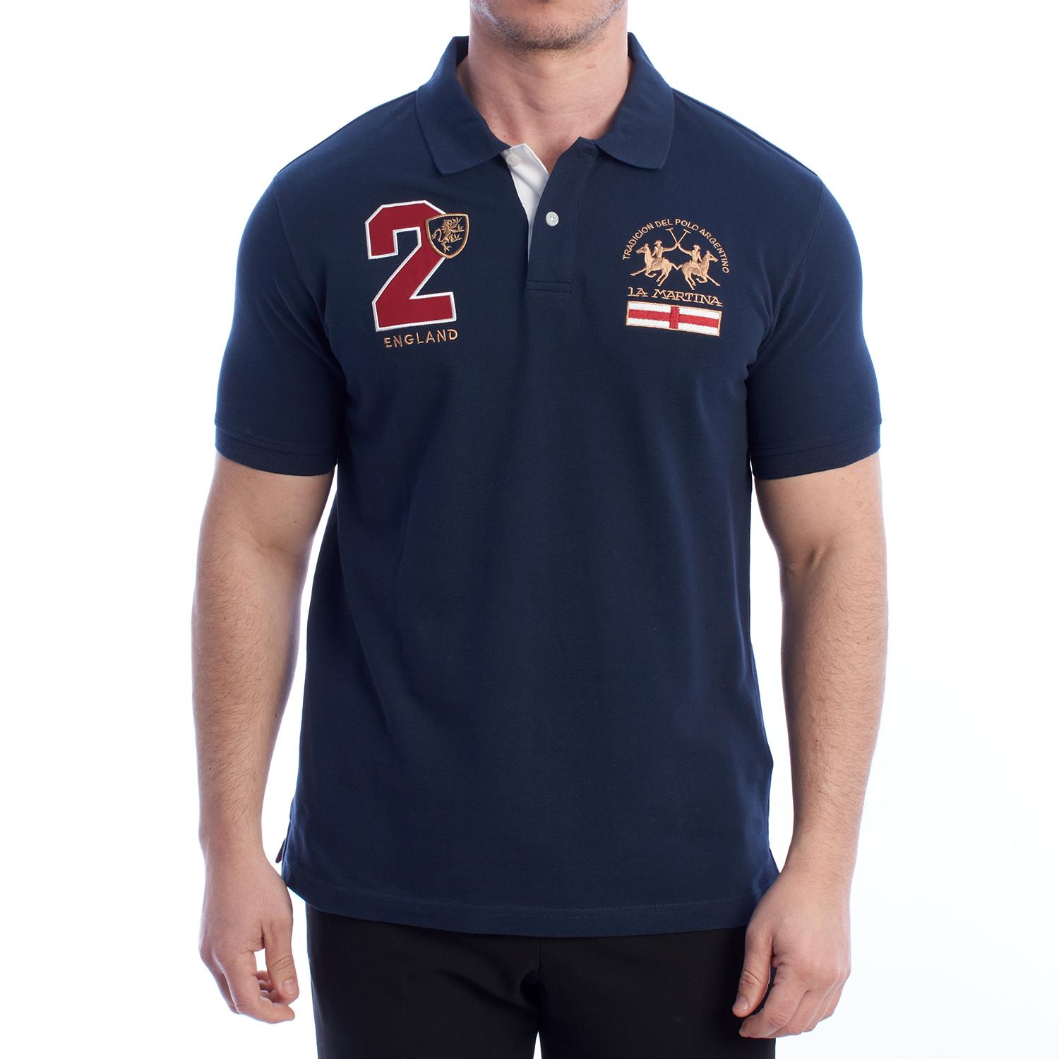 LA MARTINA YMP315-PK031 Heren Poloshirt met Korte Mouwen L blauw