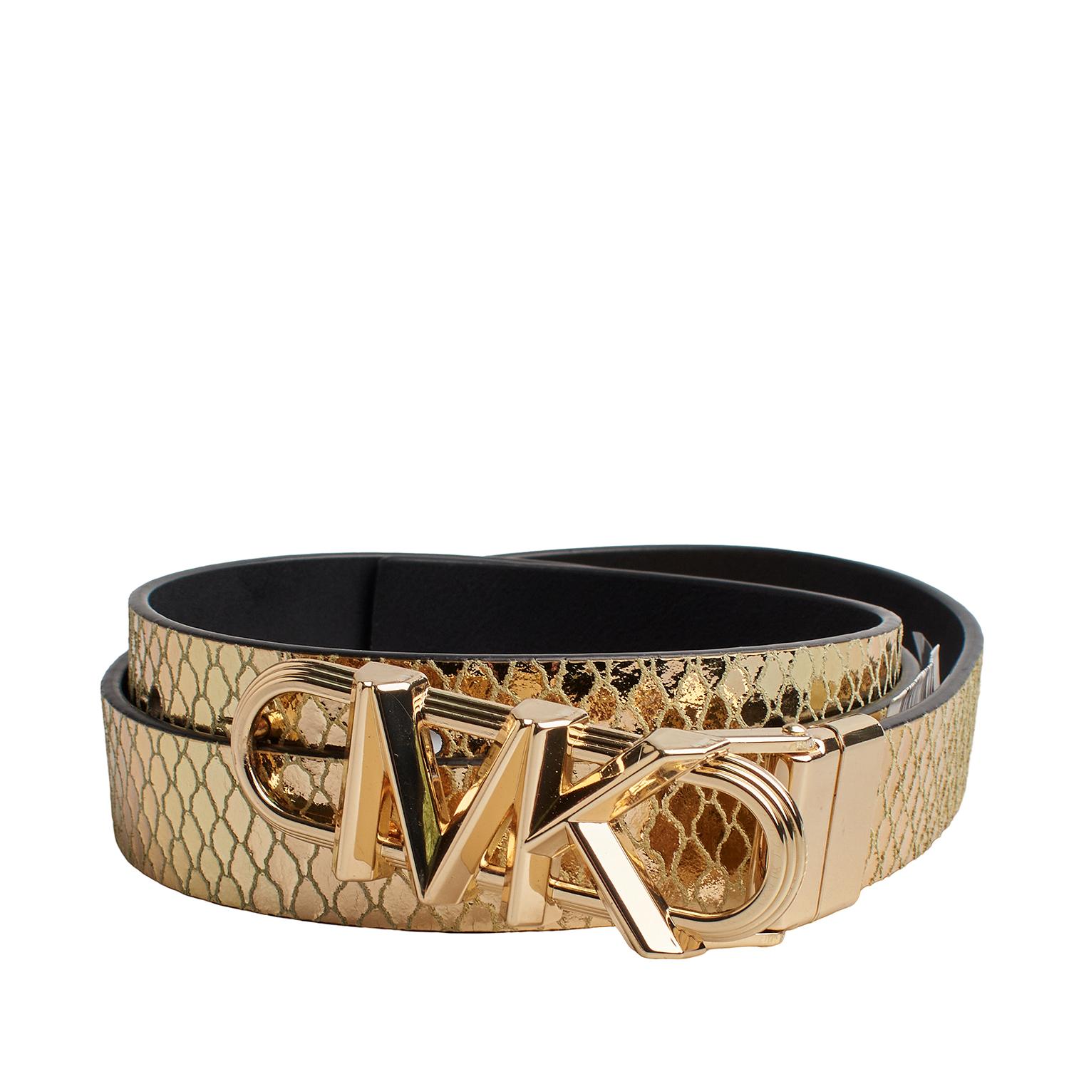 Michael Kors Omkeerbare metalen leren dunne riem voor dames 558992 M goud