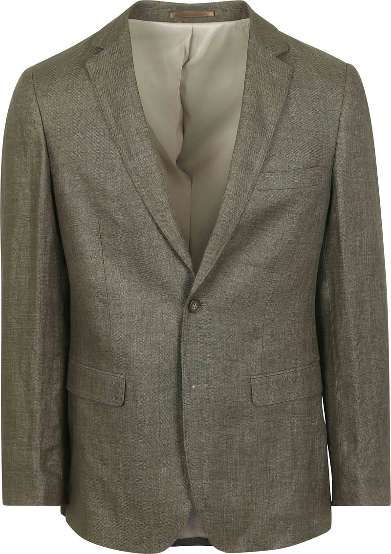 Suitable Blazer Linnen Panama Olijfgroen