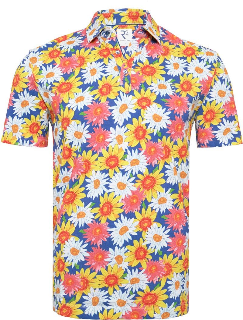 R2 Amsterdam Piqué Polo Sunflower Print Multicolor