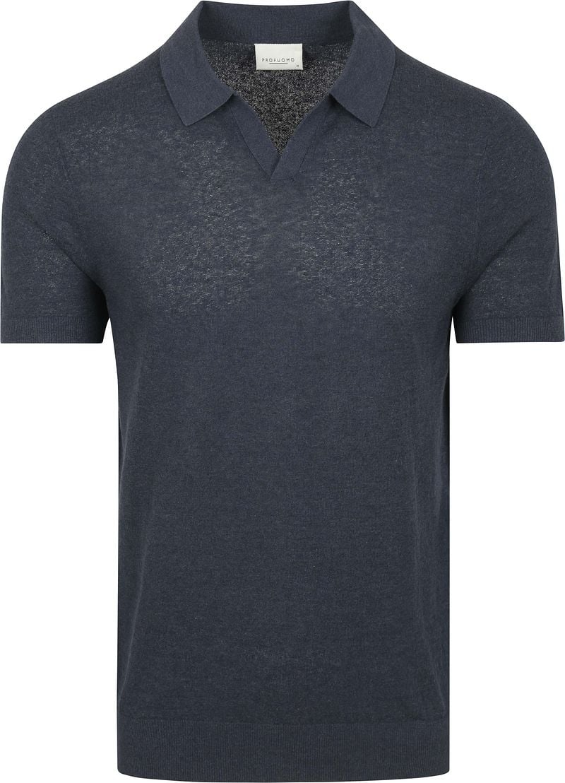 Profuomo Poloshirt Linen Blend Navy