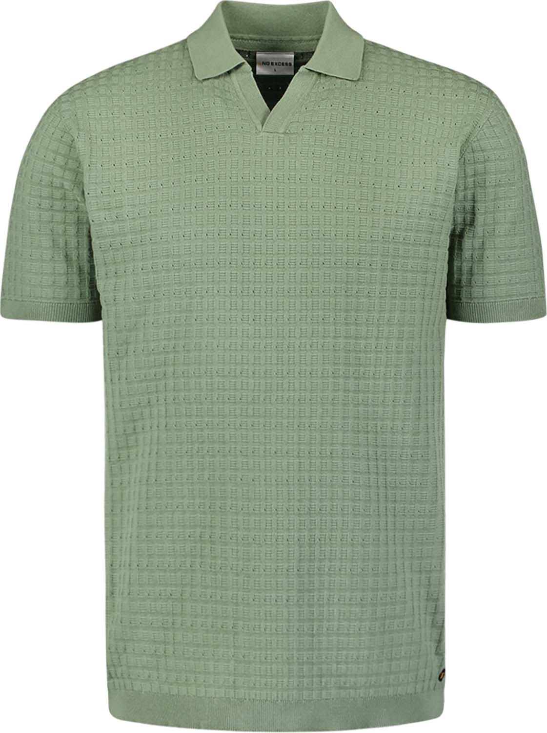 No Excess Polo V Solid Groen heren