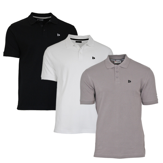 Donnay Donnay Heren - 3-Pack - Polo shirt Noah - Zwart / Wit / Steel Grey