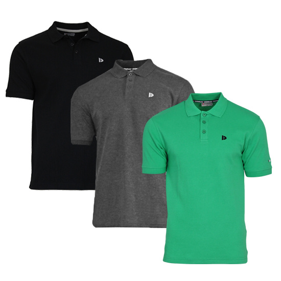 Donnay Donnay Heren - 3-Pack - Polo shirt Noah - Zwart / Donkergrijs / Grass Green