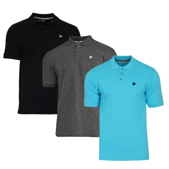Donnay Donnay Heren - 3-Pack - Polo shirt Noah - Zwart / Donkergrijs / Turquoise