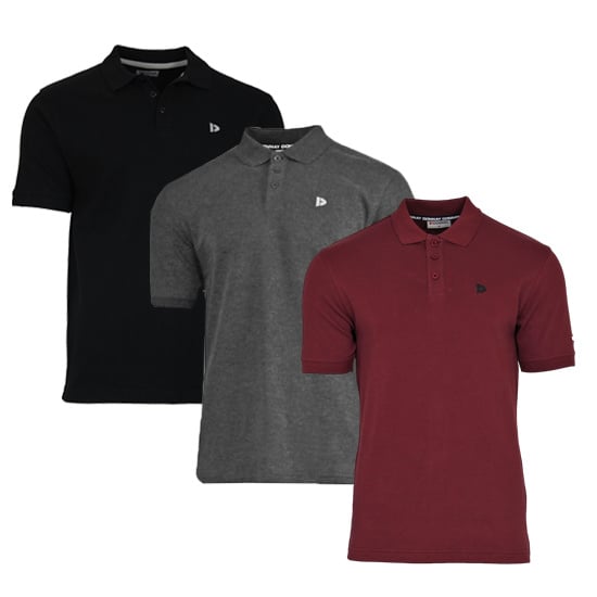 Donnay Donnay Heren - 3-Pack - Polo shirt Noah - Zwart / Donkergrijs / Burgundy