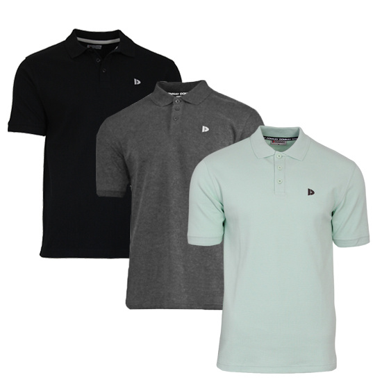 Donnay Donnay Heren - 3-Pack - Polo shirt Noah - Zwart / Donkergrijs / Mint Green
