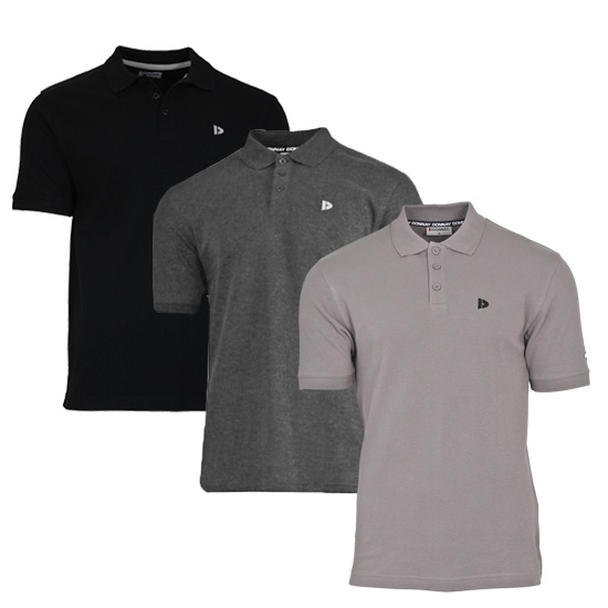 Donnay Donnay Heren - 3-Pack - Polo shirt Noah - Zwart / Donkergrijs / Steel Grey