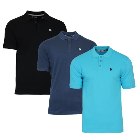 Donnay Donnay Heren - 3-Pack - Polo shirt Noah - Zwart / Navy / Turquoise
