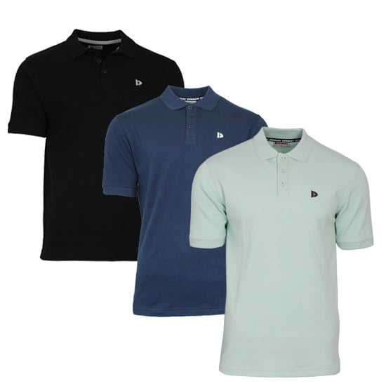 Donnay Donnay Heren - 3-Pack - Polo shirt Noah - Zwart / Navy / Mint Green