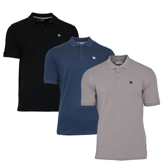 Donnay Donnay Heren - 3-Pack - Polo shirt Noah - Zwart / Navy / Steel Grey