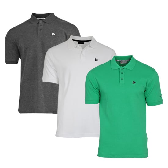 Donnay Donnay Heren - 3-Pack - Polo shirt Noah - Donkergrijs / Wit / Grass Green