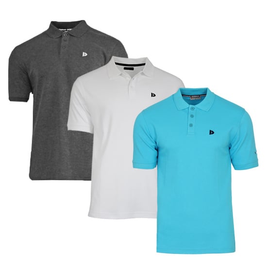 Donnay Donnay Heren - 3-Pack - Polo shirt Noah - Donkergrijs / Wit / Turquoise