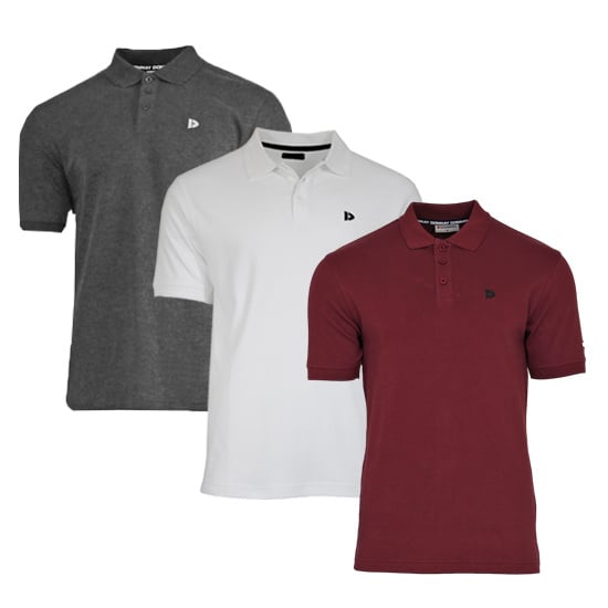 Donnay Donnay Heren - 3-Pack - Polo shirt Noah - Donkergrijs / Wit / Burgundy