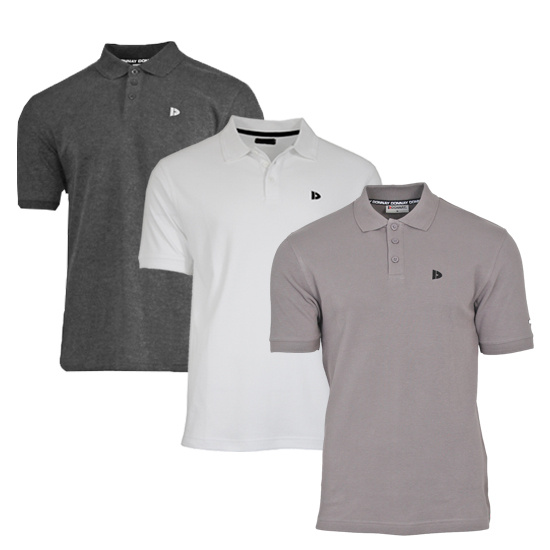 Donnay Donnay Heren - 3-Pack - Polo shirt Noah - Donkergrijs / Wit / Steel Grey