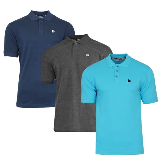 Donnay Donnay Heren - 3-Pack - Polo shirt Noah - Navy / Donkergrijs / Turquoise