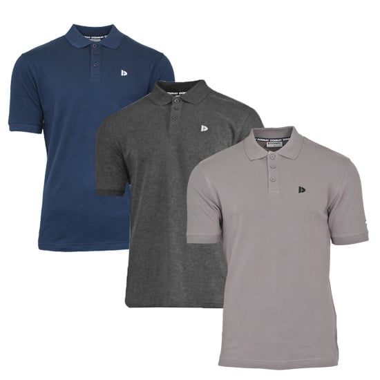 Donnay Donnay Heren - 3-Pack - Polo shirt Noah - Navy / Donkergrijs / Steel Grey