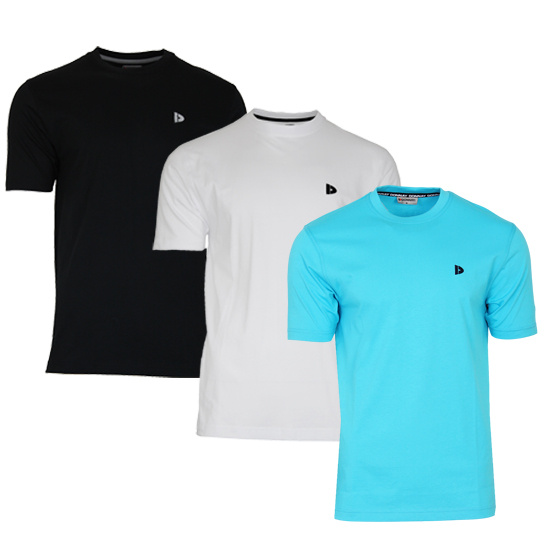 Donnay Donnay Heren - 3-Pack - T-Shirt Vince - Zwart/Wit/Turquoise