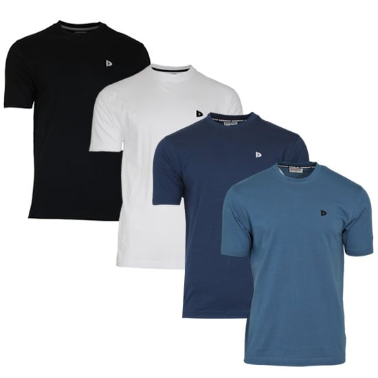 Donnay Donnay Heren - 4-Pack - T-Shirt Vince - Zwart/Wit/Navy/Denim Blue