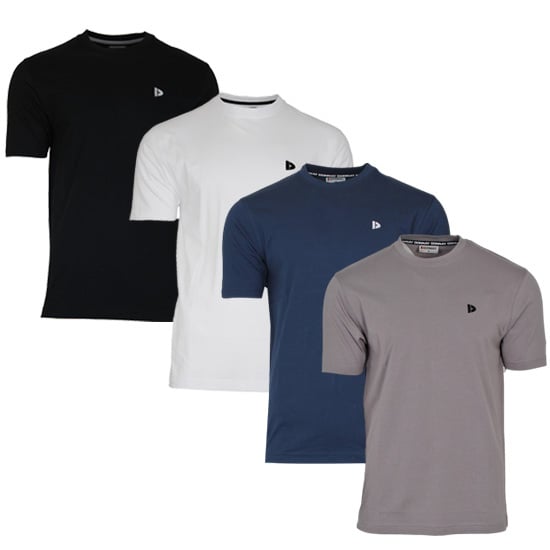 Donnay Donnay Heren - 4-Pack - T-Shirt Vince - Zwart/Wit/Navy/Steel Grey