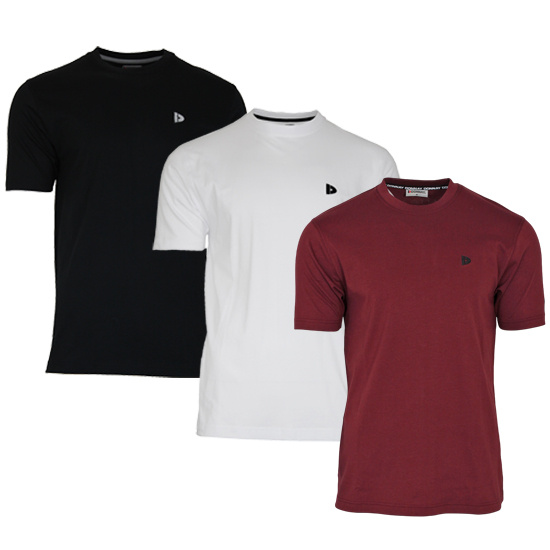 Donnay Donnay Heren - 3-Pack - T-Shirt Vince - Zwart/Wit/Burgundy