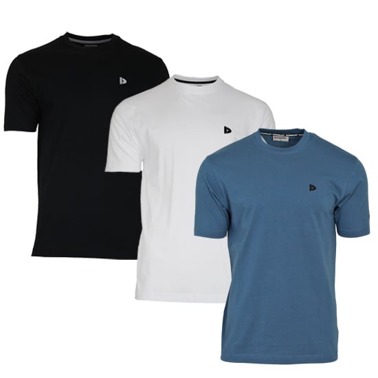 Donnay Donnay Heren - 3-Pack - T-Shirt Vince - Zwart/Wit/Denim Blue