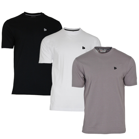 Donnay Donnay Heren - 3-Pack - T-Shirt Vince - Zwart/Wit/Steel Grey