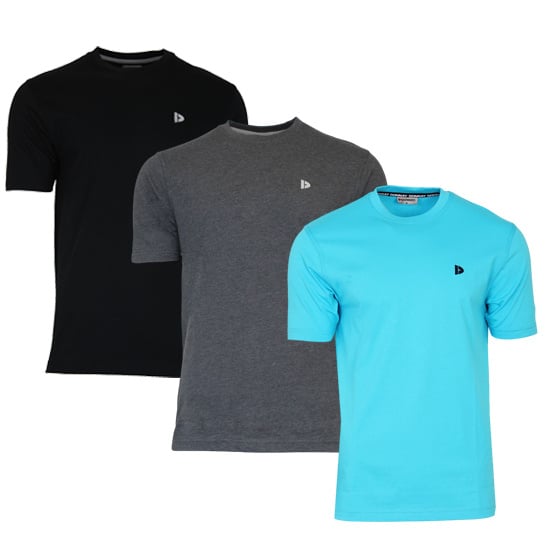 Donnay Donnay Heren - 3-Pack - T-Shirt Vince - Zwart/Donkergrijs/Turquoise