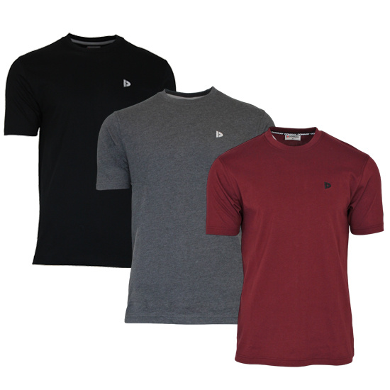 Donnay Donnay Heren - 3-Pack - T-Shirt Vince - Zwart/Donkergrijs/Burgundy