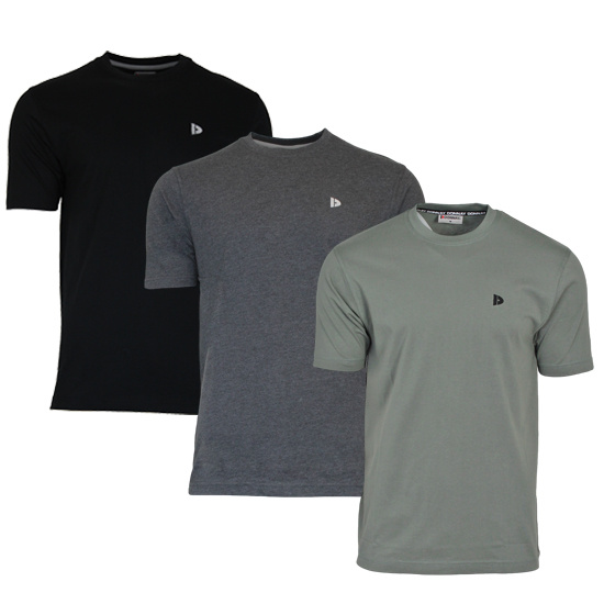 Donnay Donnay Heren - 3-Pack - T-Shirt Vince - Zwart/Donkergrijs/Jungle Green