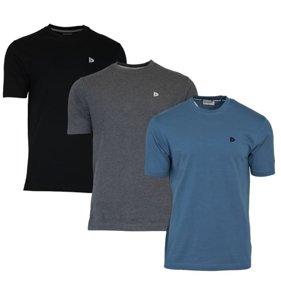 Donnay Donnay Heren - 3-Pack - T-Shirt Vince - Zwart/Donkergrijs/Denim Blue