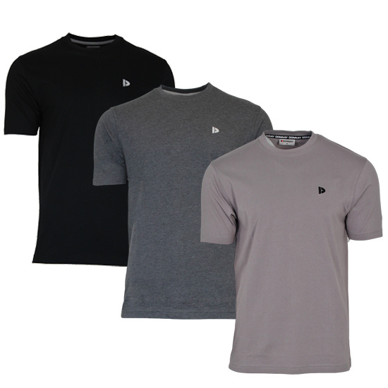 Donnay Donnay Heren - 3-Pack - T-Shirt Vince - Zwart/Donkergrijs/Steel Grey