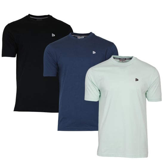 Donnay Donnay Heren - 3-Pack - T-Shirt Vince - Zwart/Navy/Mint Green